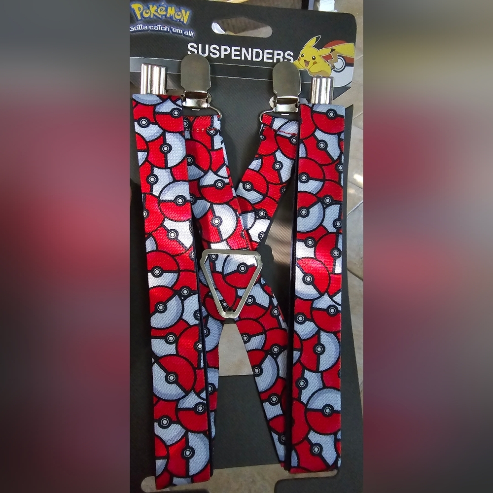 Pokemon Pokeball Buckle Down Unisex Suspenders One Size Made In USA New